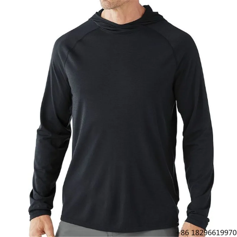 2025 Winter Merino Wool Casual Hooded Men's Pullover Sweatshirt Solid Color Knitted Top Standard Men's Hoodie