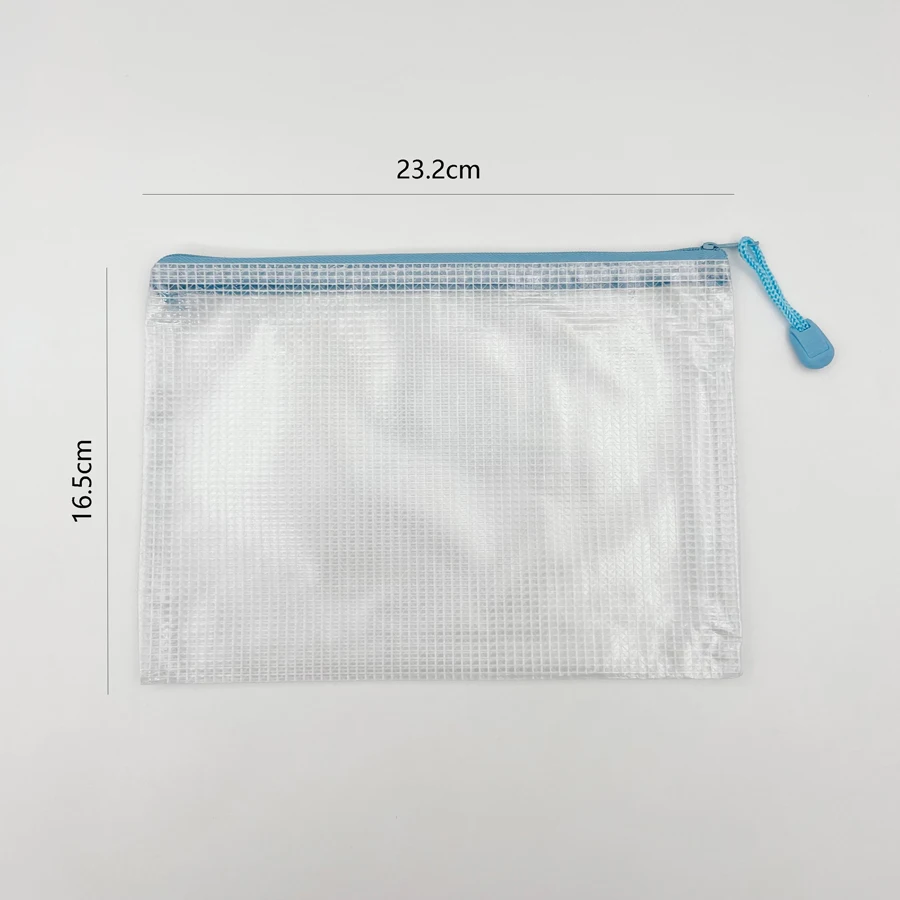 15 Pieces A5 PVC Plastic Bags with Zipper Mesh Storage Wallets for Paper Cosmetics Travel Accessories & Small Items Organizer