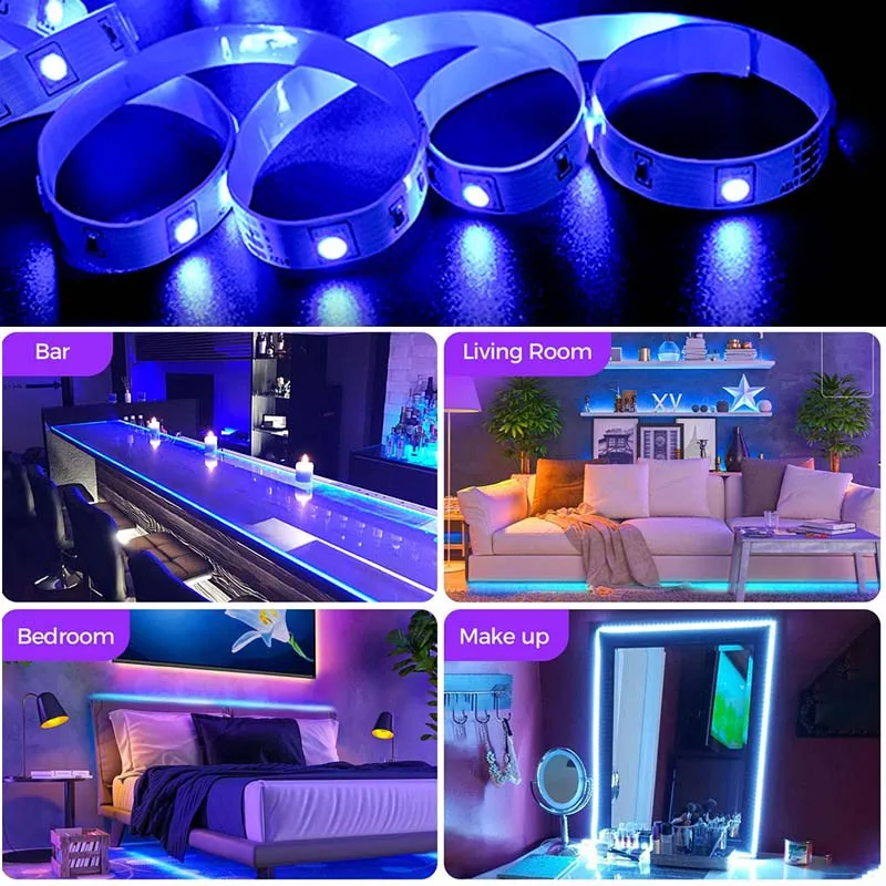 2m 3m 5m SMD 5050 RGB LED Strip Light Kits IR Controller With Power Waterproof Lighting Lamp Ribbon For Bedroom Garden Decration