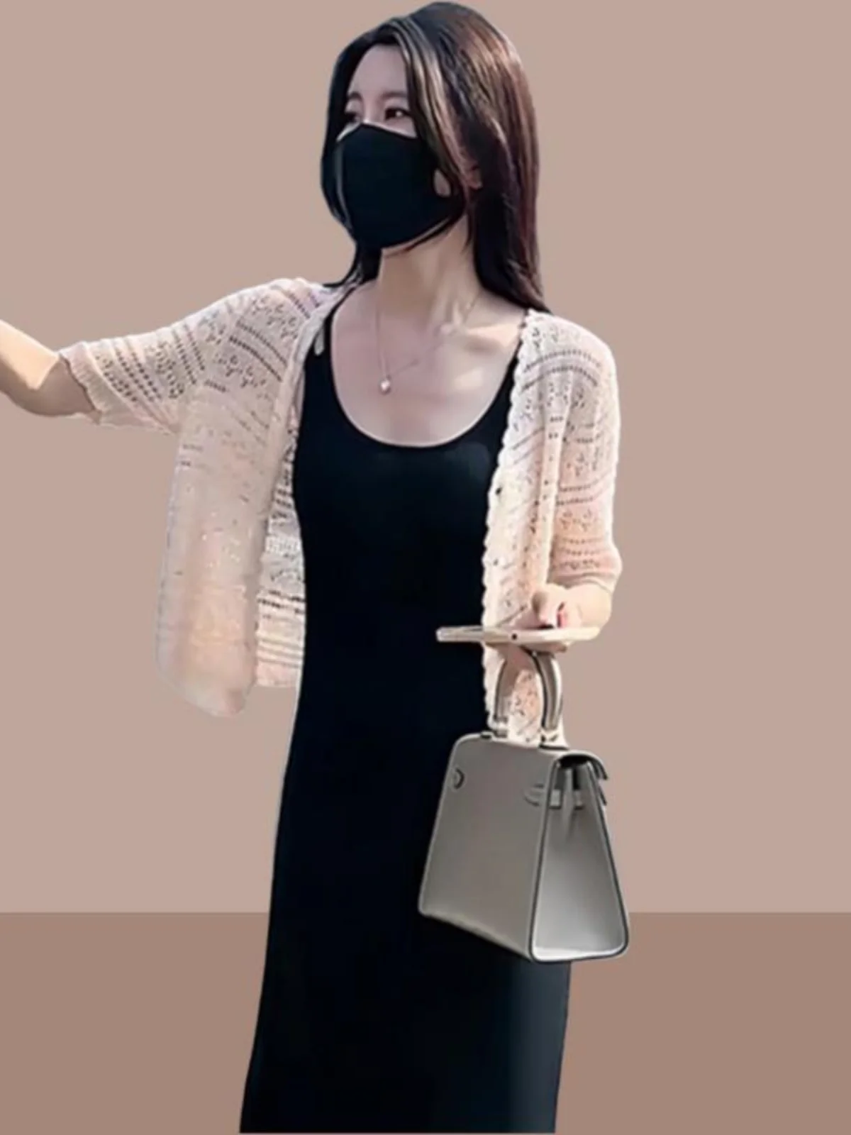 

Thin Short Sleeve Knitted Ice Silk Open Cardigan Women's Summer Small Size Shawl Outerwear Air Conditioner Sunscreen