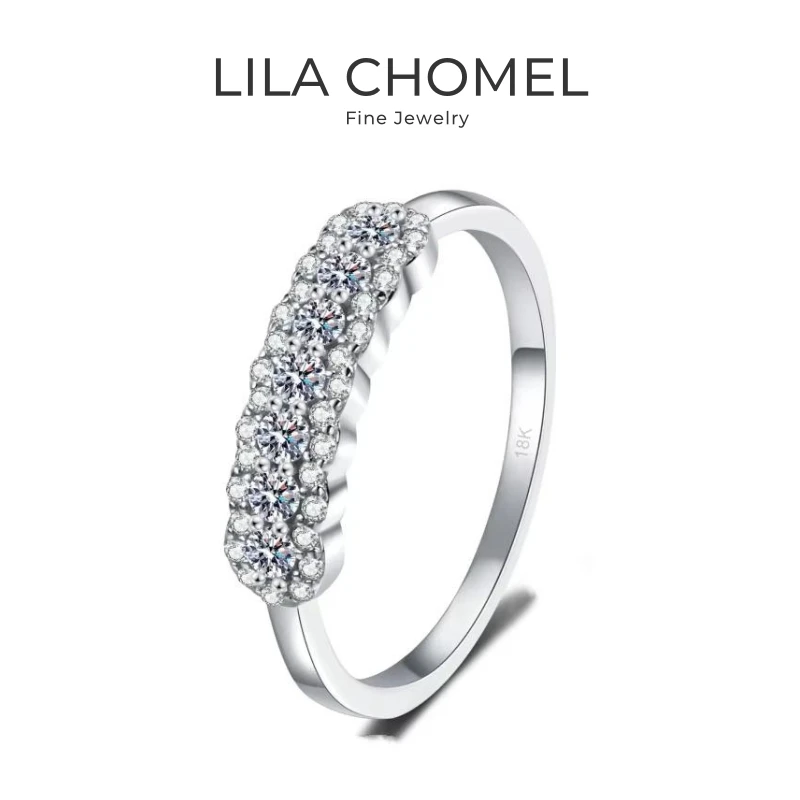 

Daughter 18K White Gold Birthday Gift Rings 0.37CT Moissanite Diamond Girl Valentine's Day PT950 Platinum Women Wedding Band