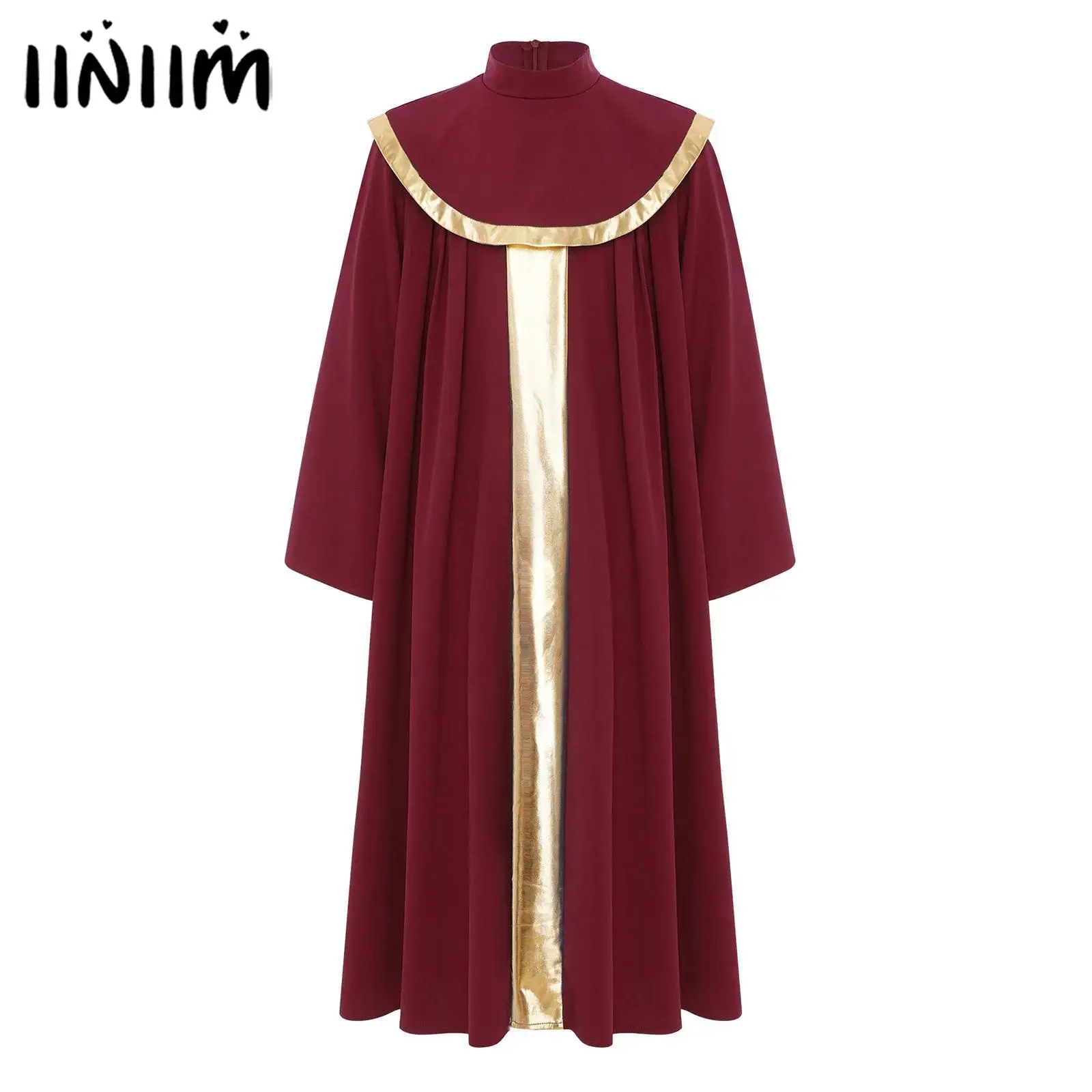 

Boys Girls Choir Robe Christian Priest Performance Theme Party Costume Worship Praise Dance Costume Metallic Pleated Grown