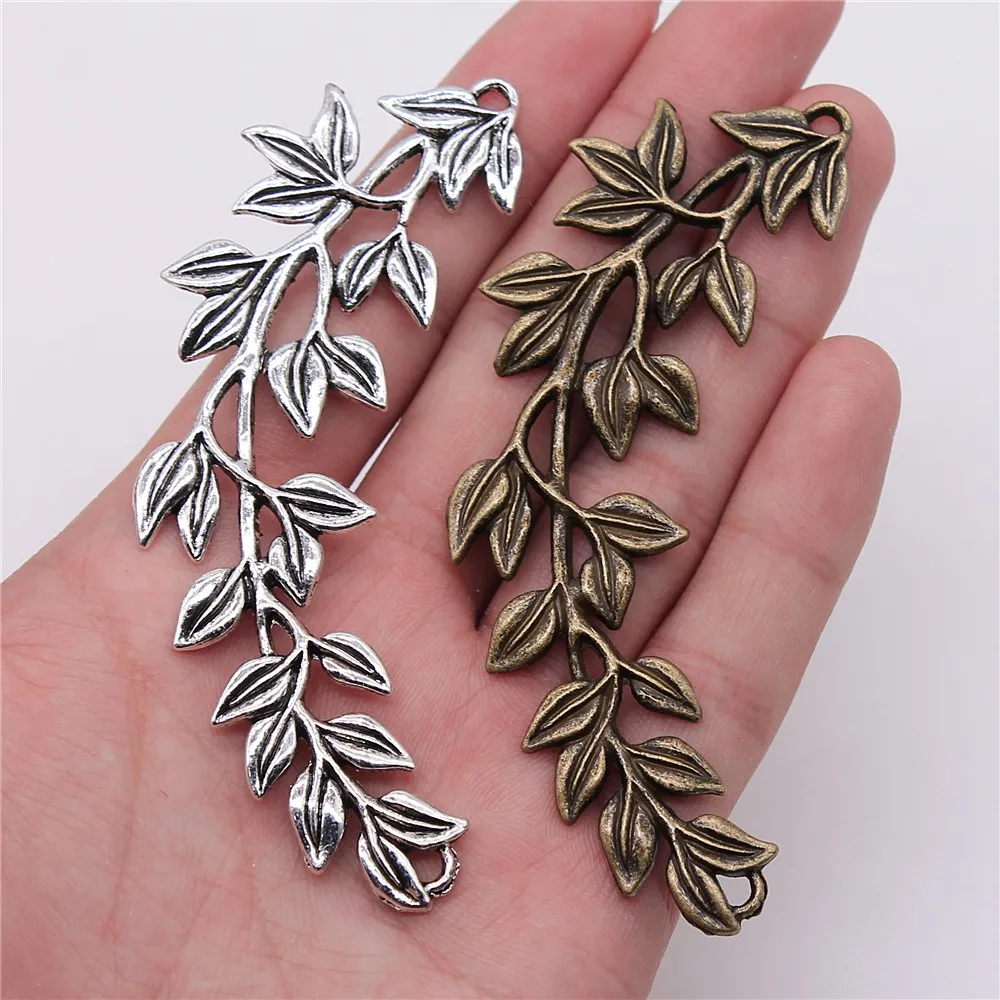 2pcs 87x38mm Pendant Branch Branch Leaf Charm Pendants For Jewelry Making Antique Silver Plated Big Branch Charm