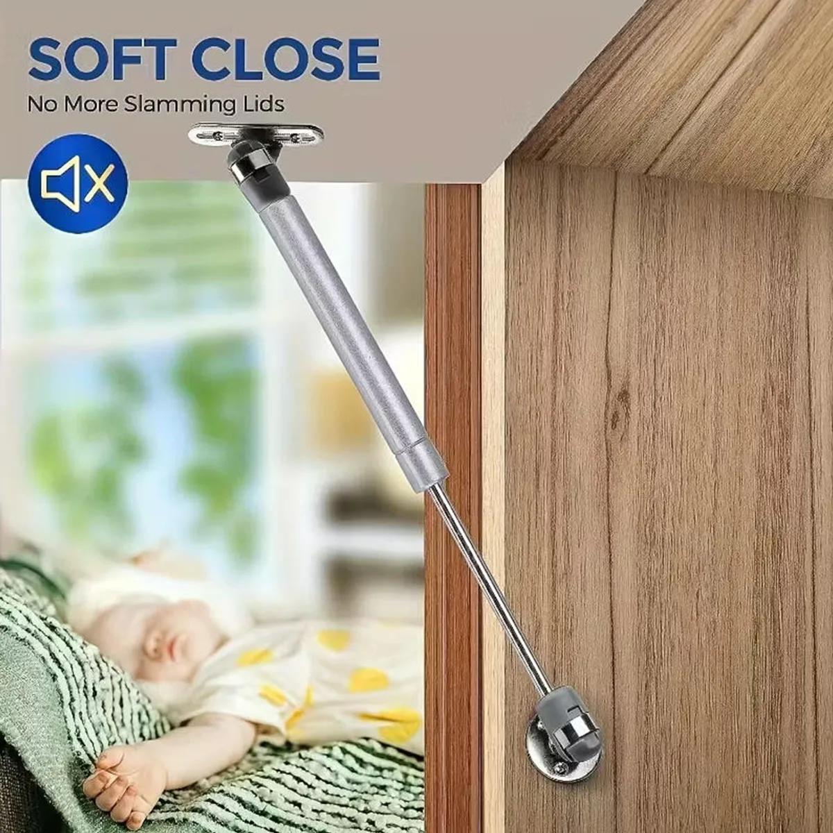 2PCS Hydraulic Gas Spring Heavy-Duty Soft Close Cabinet Door Car Hinge Pneumatic Support Smooth Closure Convenient Installation