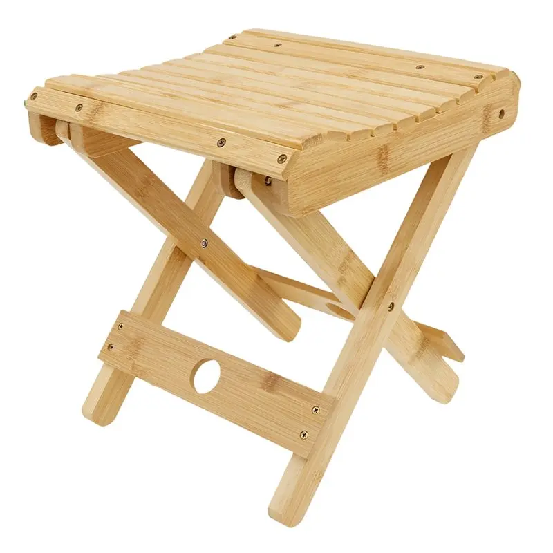 

A26F-Multi-Purpose Portable Folding Stool Bamboo Construction Non-Slip Feet Support For Home Bathroom Outdoor Camping Fishing Le