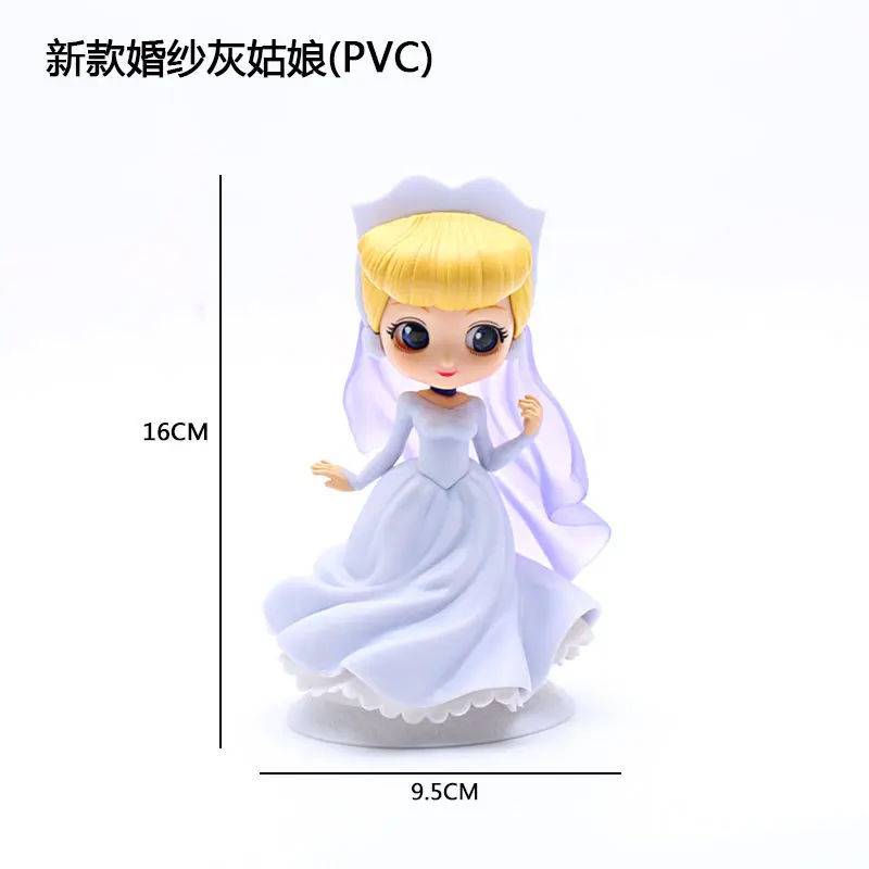 16cm Disney Princess Wedding Dress Sonw White Belle Cinderella Jasmine PVC Model Collectible Cake Topper Girls Hobby Toys Gift