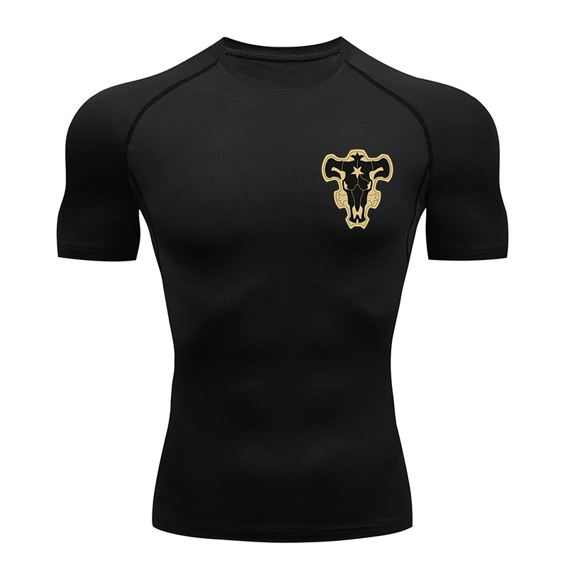 Bull Print Compression Shirts for Men Athletic Quick Dry Tshirt Tees Tops Summer Short Sleeve Rash Guard Gym Workout Undershirts