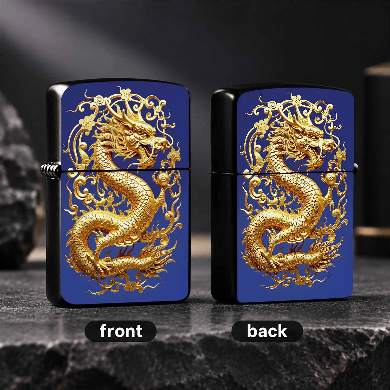 Exquisite Goldenauspicious Dragon Playing Pearl Lighter Vintage Traditional Relief Ornament Portable Accessory For All Scenarios Ideal Gift Choice For Friends Family Business Partners Delicate Pattern Practical Daily Car A Humorou And Inter
