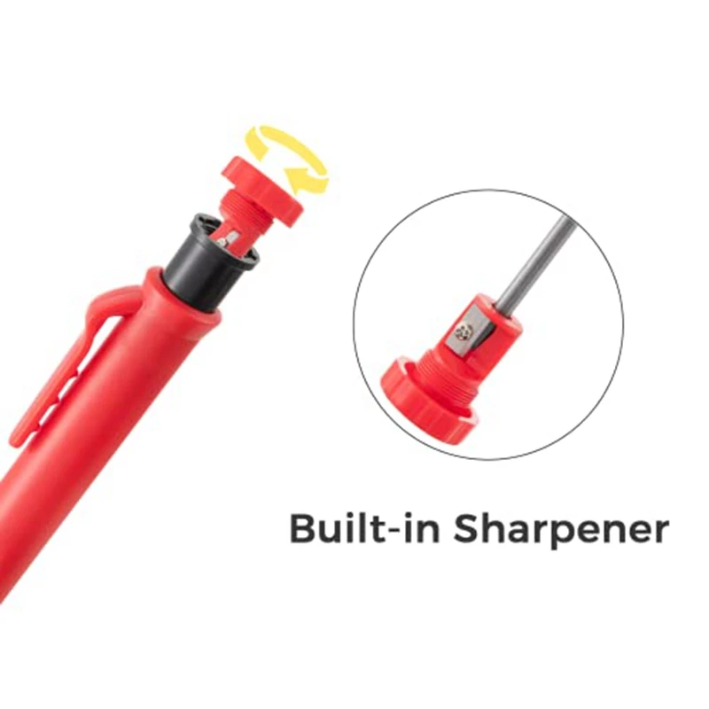 Mechanical Hole Marking Pencils With 18 Pcs 2.8Mm Refills, Deep Hole Woodworking Maker With Built-In Sharpener