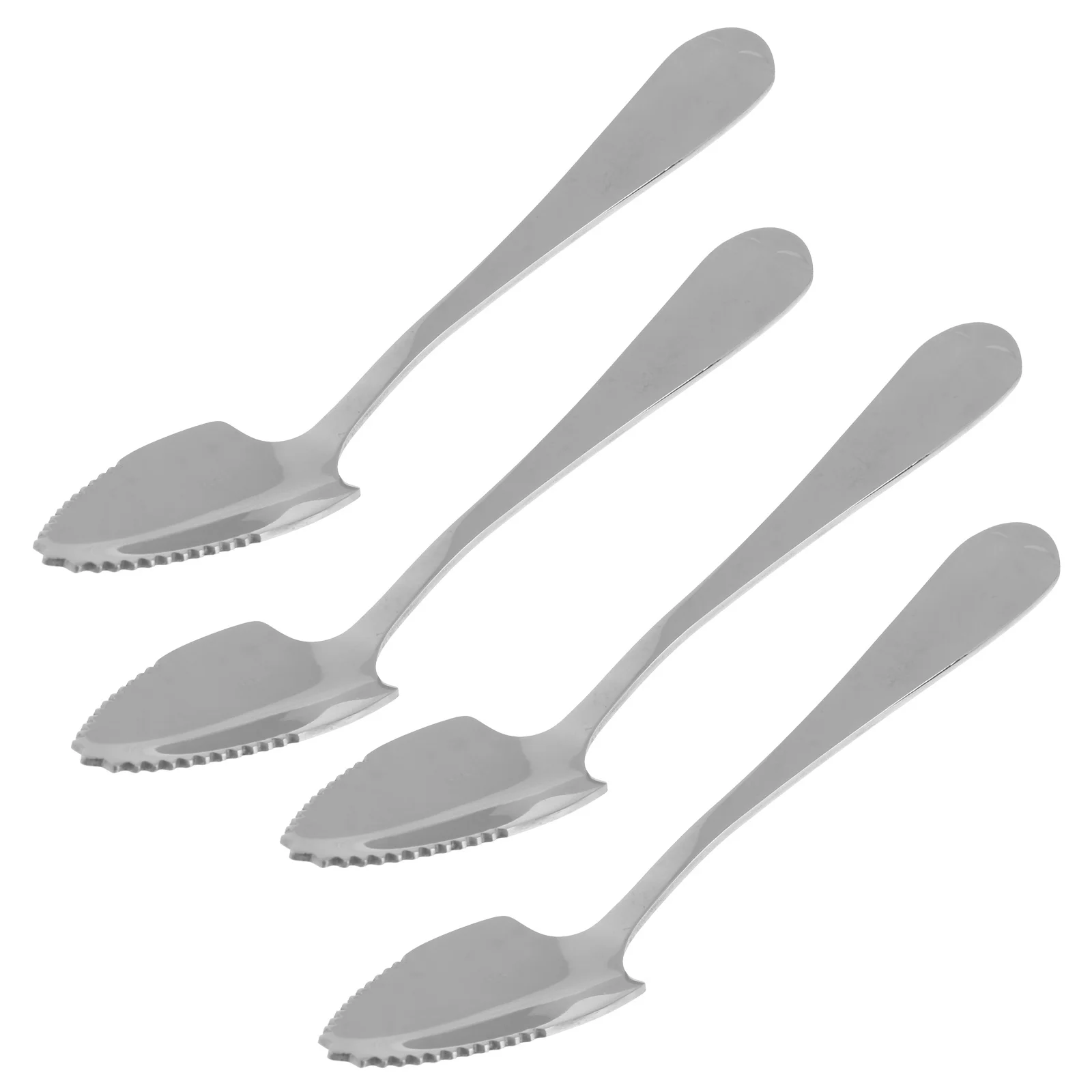 

4Pcs Serrated Edge Fruit Spoons Polished Stainless Steel Grapefruit Spoon Dessert Scoop Coffee Stirring Long Handle