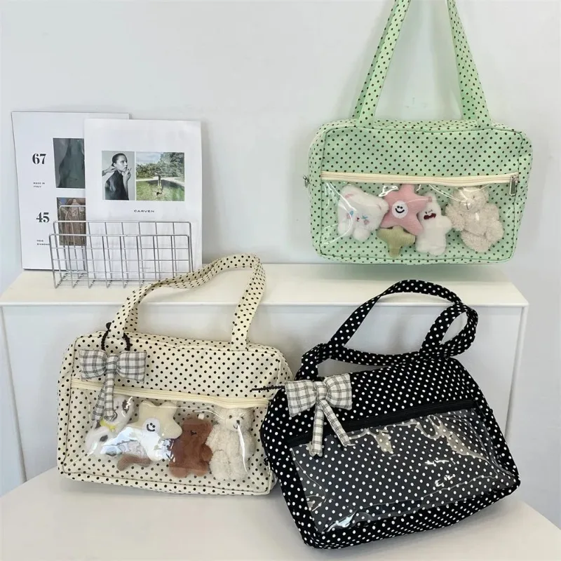 

Shoulder Underarm Y2K Ulzzang Ita Bag Woman Polka Dot Tote Bag Trendy Bolso Transparent Sac Femme Youth Canvas Bolsos De Mujer