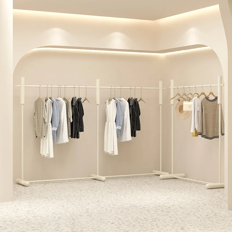 

Clothing store display rack, bold stainless steel floor-to-ceiling hanger, men's and women's clothing store, Nakajima display