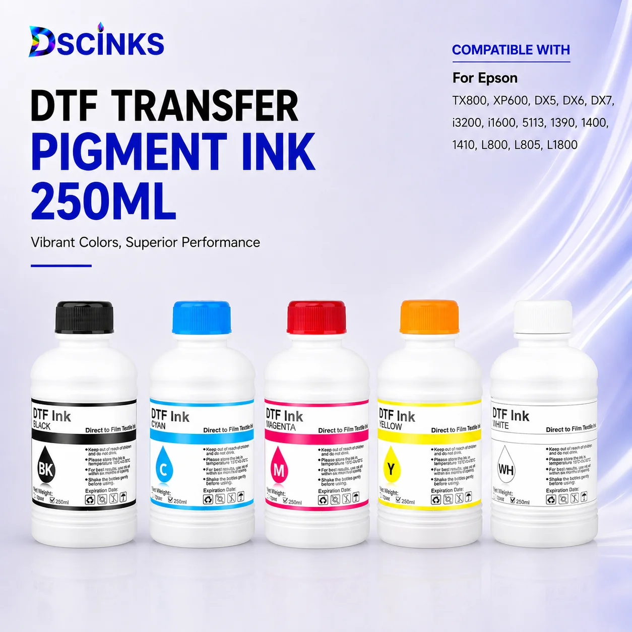 DTF Ink 250/500/1000ML Direct to Transfer Film Ink For Epson Print head i3200 XP600 TX800 L1800 1390 L805 All DTF Ink Printing