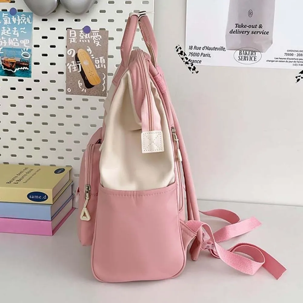 

Adjustable Large Capacity Backpack Korean Style Contrast Color Casual Nylon Daypack Soft Anti-splash Water Women School Bag Men