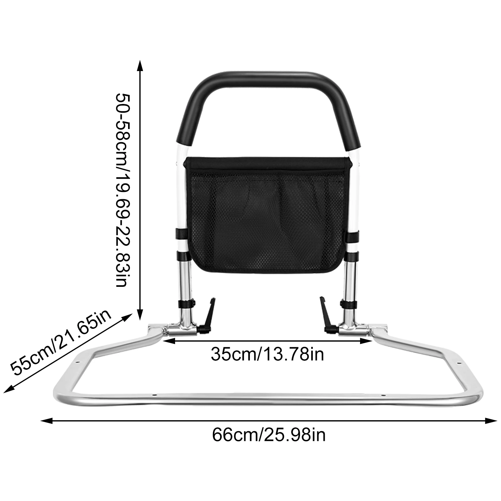 Imagem -02 - Guardrail de Cabeceira Ajustável com Bolso de Armazenamento Bed Rail para Idosos Support Assist Protection Safety Height