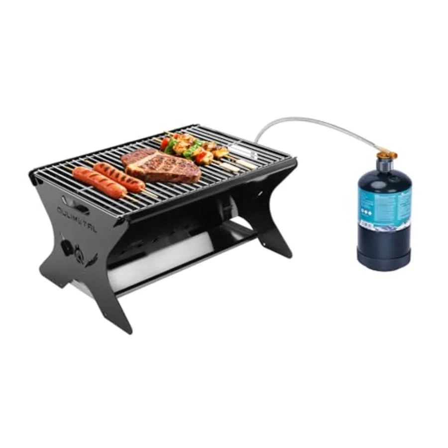 

QuliMetal Portable Camping Grill Foldable Charcoal and Gas Grill with Carry Bag for Outdoor Cooking Ideal for Backpacking Tailg