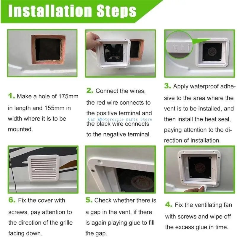 Y9UC Trailer Side Mount Ventilation Blower 12V 4.8W Quiet Exhaust Fan For Yacht Motorhome Boat Bathroom Kitchen Installation