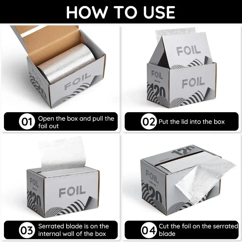 Professional Hair Foil Roll, Heat Resistant Aluminum Highlight Foil, Easy Cut & Tear Dispenser Box Hair Coloring Foil for Salon Hair Bleaching, Dyeing & Home Hair Color Treatment