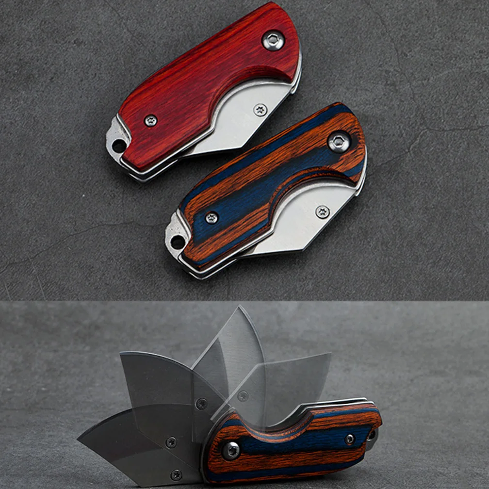 MINI Folding Knife High Hardness Handle D2 Colored Wood Express Pocket Knife EDC Outdoor Tool KeyPendant Knifves Wholesale DIY