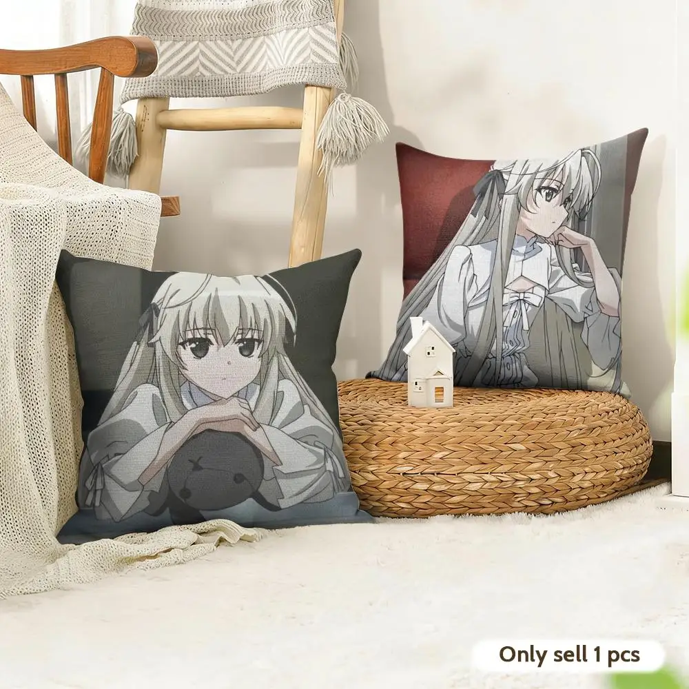 Y-Yosuga no Sora Anime Cushion Cover Natural Linen Double Sided Print  Throw Pillow Case for Sofa Couch Home Decor