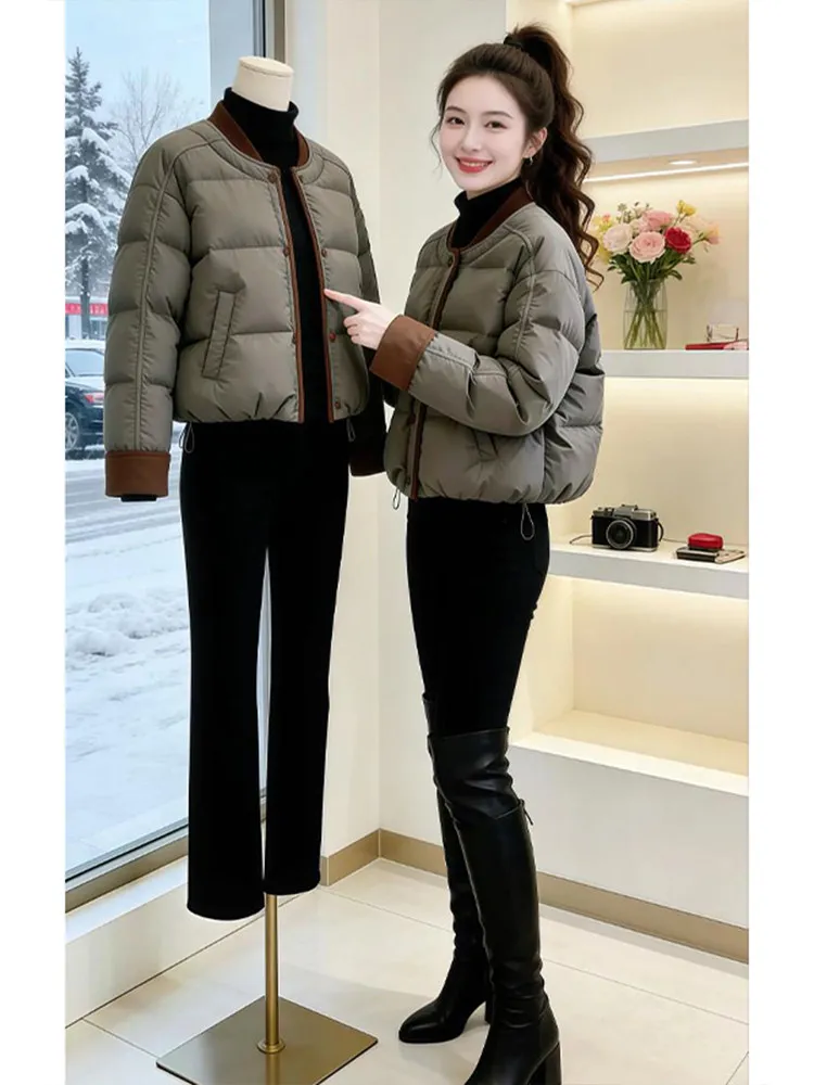 

Новая женская зимняя повседневная куртка-бомбер свободного кроя из утепленного хлопка для простого повседневного образа