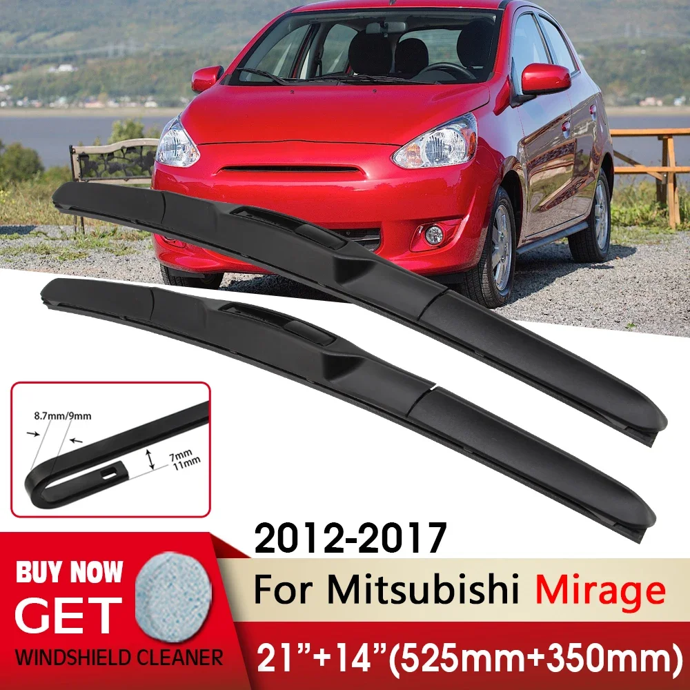 

Car Wiper Front Wiper Blade 21"+14" For Mitsubishi Mirage 2012-2017 Fit U Hook Arm Windshield Windscreen Front Window