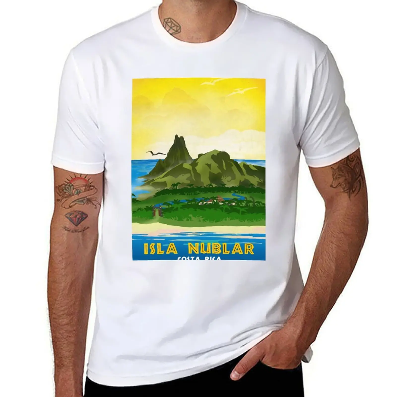 

Isla Nublar - Retro Jurassic Park Travel Poster T-Shirt funny t shirts cotton t shirts for man cotton funny T-Shirt