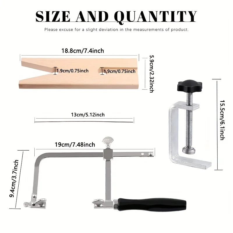 เครื่องประดับปรับเลื่อยกรอบ V-Groove คลิปสีดํา Handle ชุดเครื่องมือสําหรับตัดความแม่นยํา DIY ไม้และเครื่องประดับ Crafting เครื่องมือ