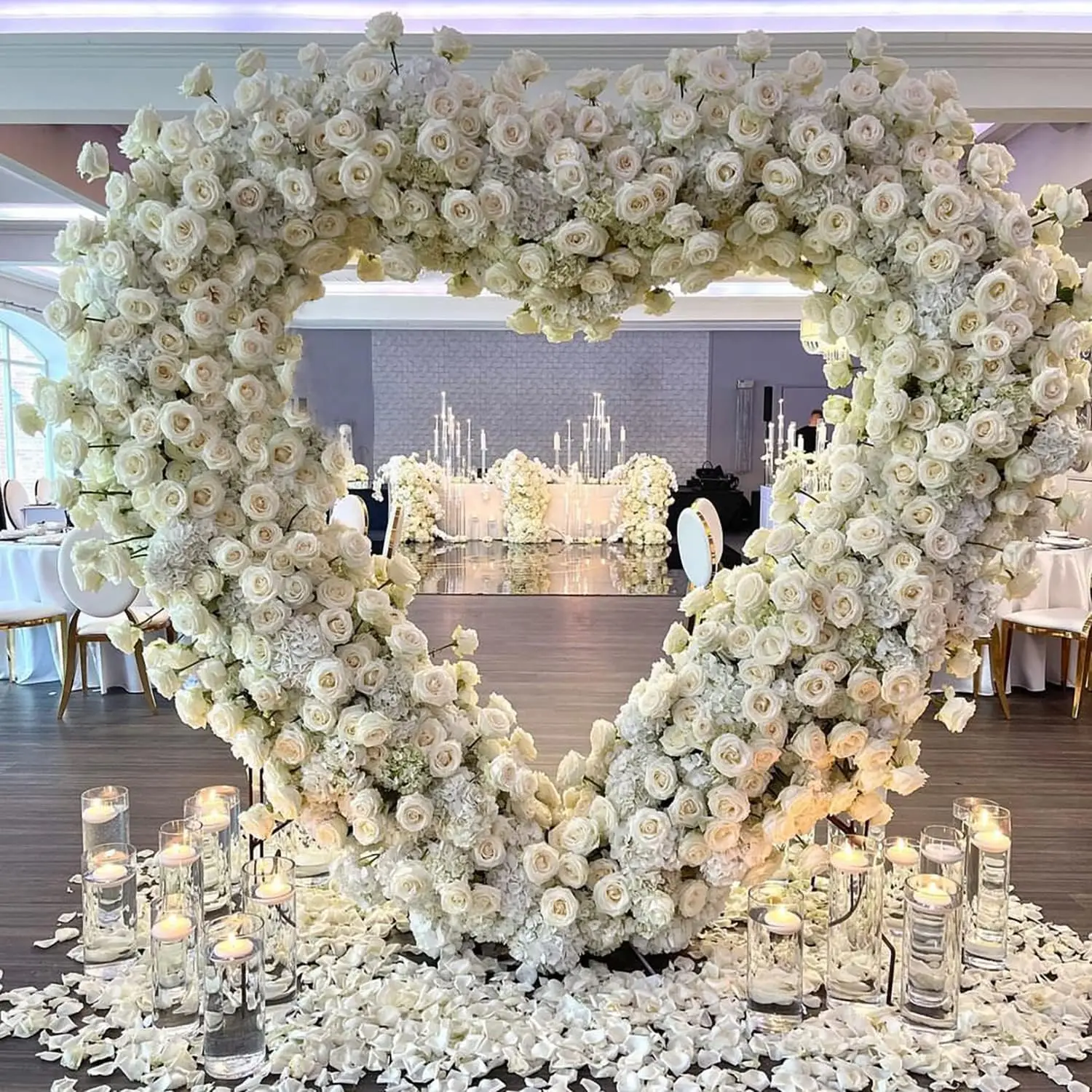 

1.5m/4.9ft Love Heart Backdrop Arch PVC Tubes Flowers Stand Heart Balloon Arch for Baby Shower Baptism Wedding Birthday DIY Deco