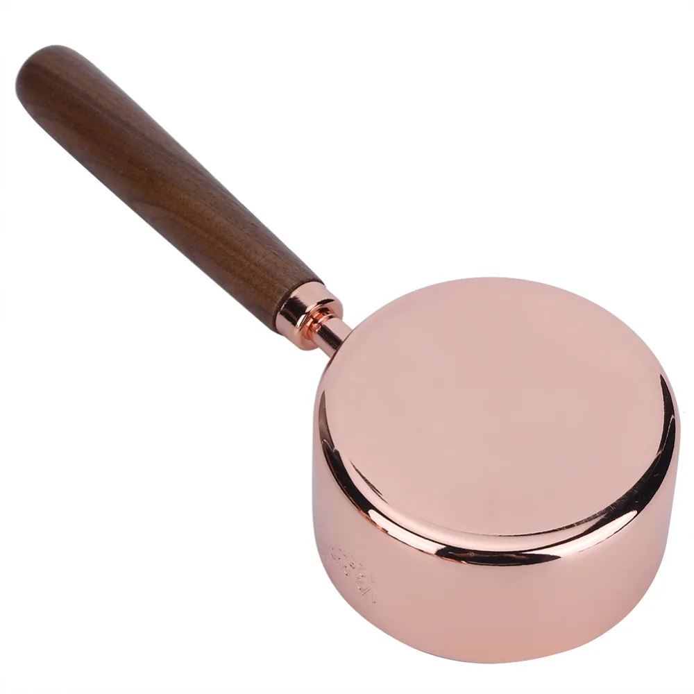 4PC Set Stainless Steel Measuring Cup Set Rose Gold Finish Wooden Handle Nesting Measuring Cups Copper Plated Thickened Handle