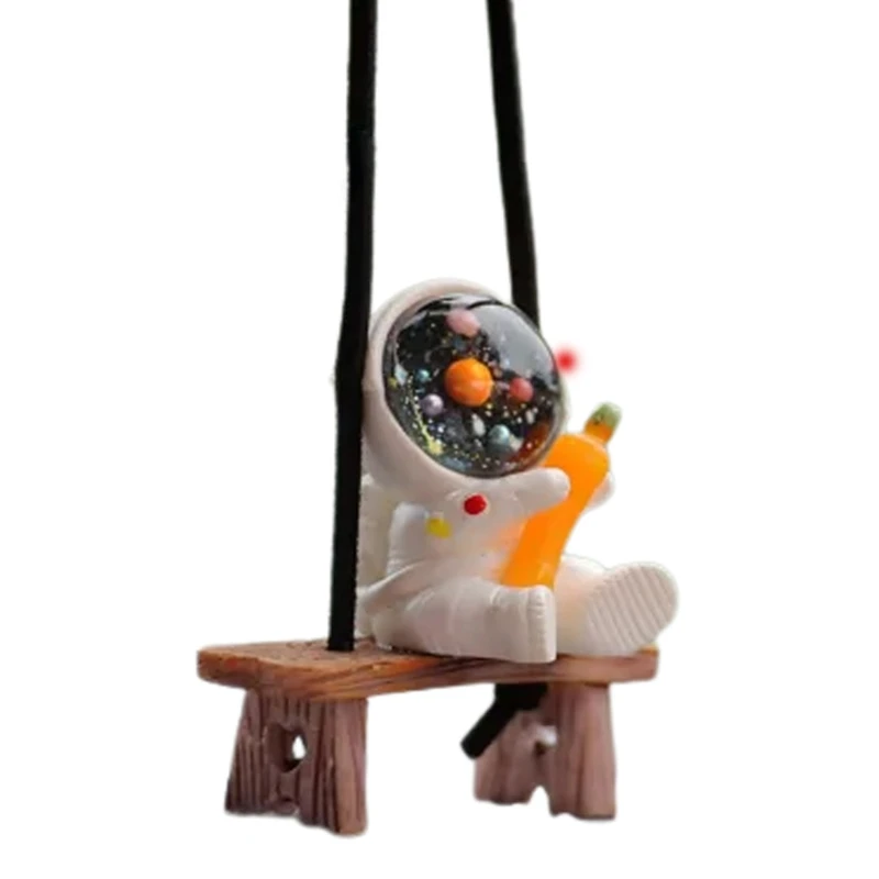 Swing Astronaut Shaped Car Pendant Cartoon Car Rear View Mirrors Hanging Ornaments Resin Interior Decoration