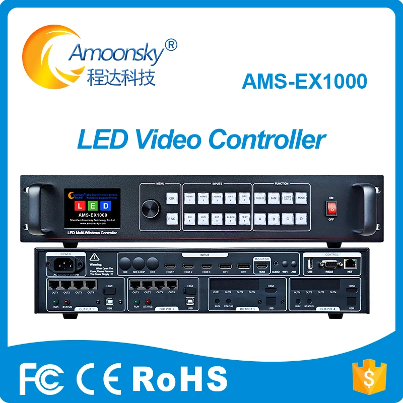 4K Multi-window LED Video Controller AMS-EX1000 with 8 Gigabit Ethernet Ports Output Support Huidu Linsn Novastar Led Send Cards