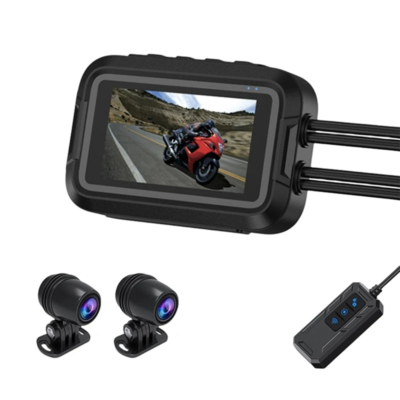 V9 Motorcycle Dashcam Wifi 1080P Front Rear Camera Waterproof Motorcycle Video Recorder Camera With Parking Monitor Durable A