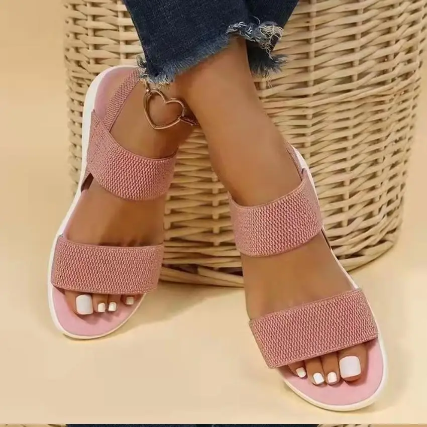 New Women\'s Wedge Heel Platform Cozy Sandals Ladies Outdoor Beach Sandals Elastic Band Designer Shoes Sandals Women Summer