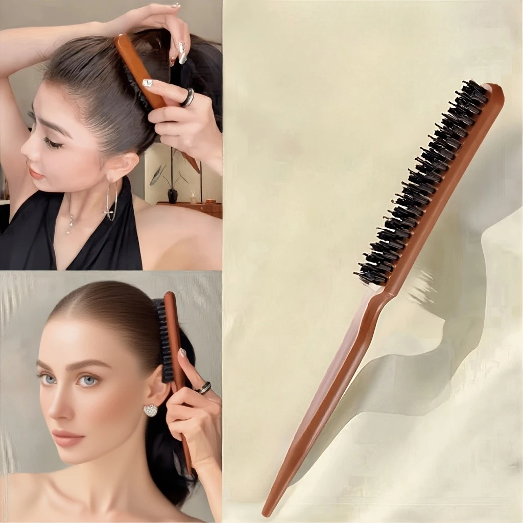 3-Row Mane Bristle Styling Comb – Designed for High-Volume Crown Volume, Parting, and Scalp Massage. Made with Artificial Mane