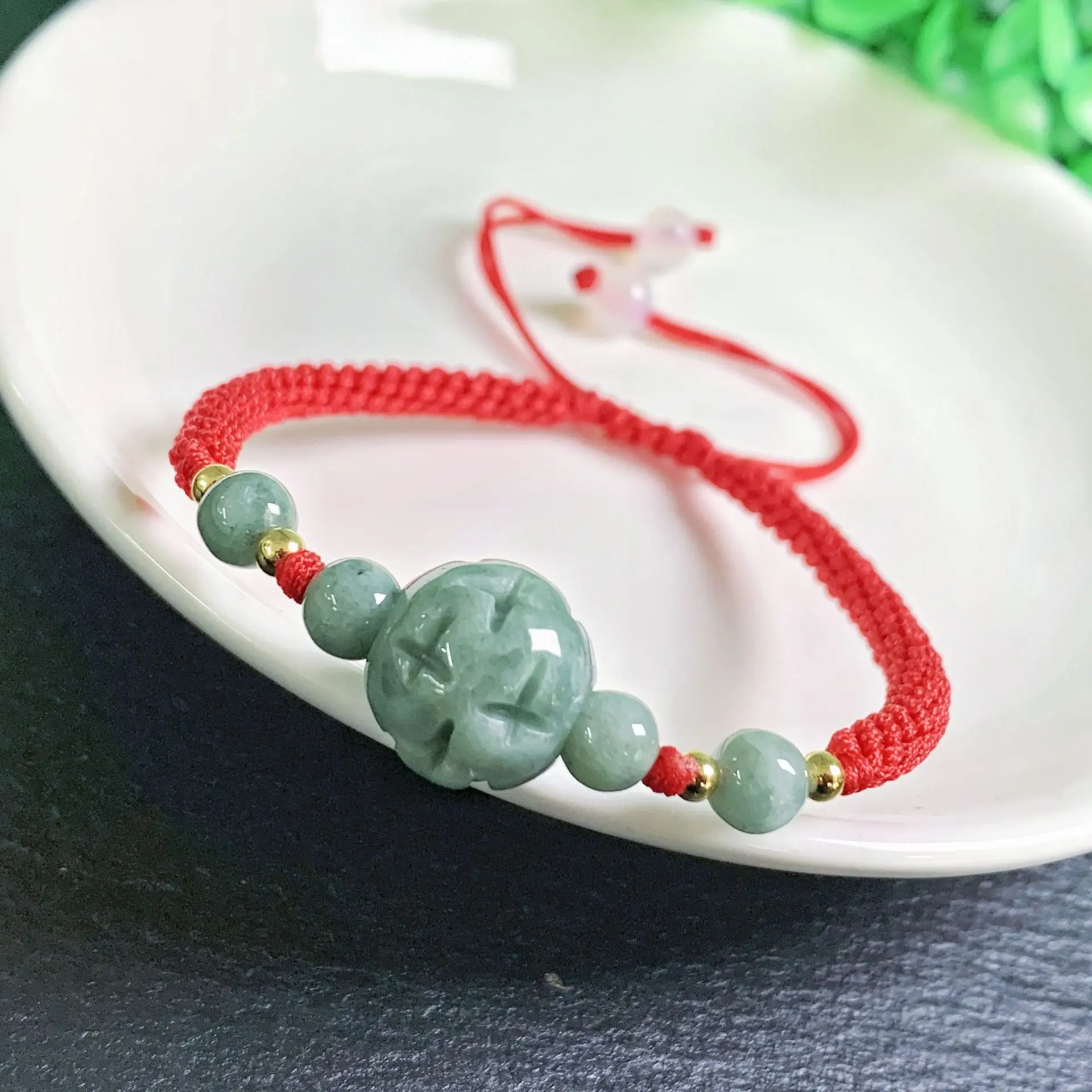 A Myanmar Jadeite Carve Bead Bracelet Natural Burmese Jade Real Jewelry Stone Charm Amulet Bangle Gifts for Women Talismans