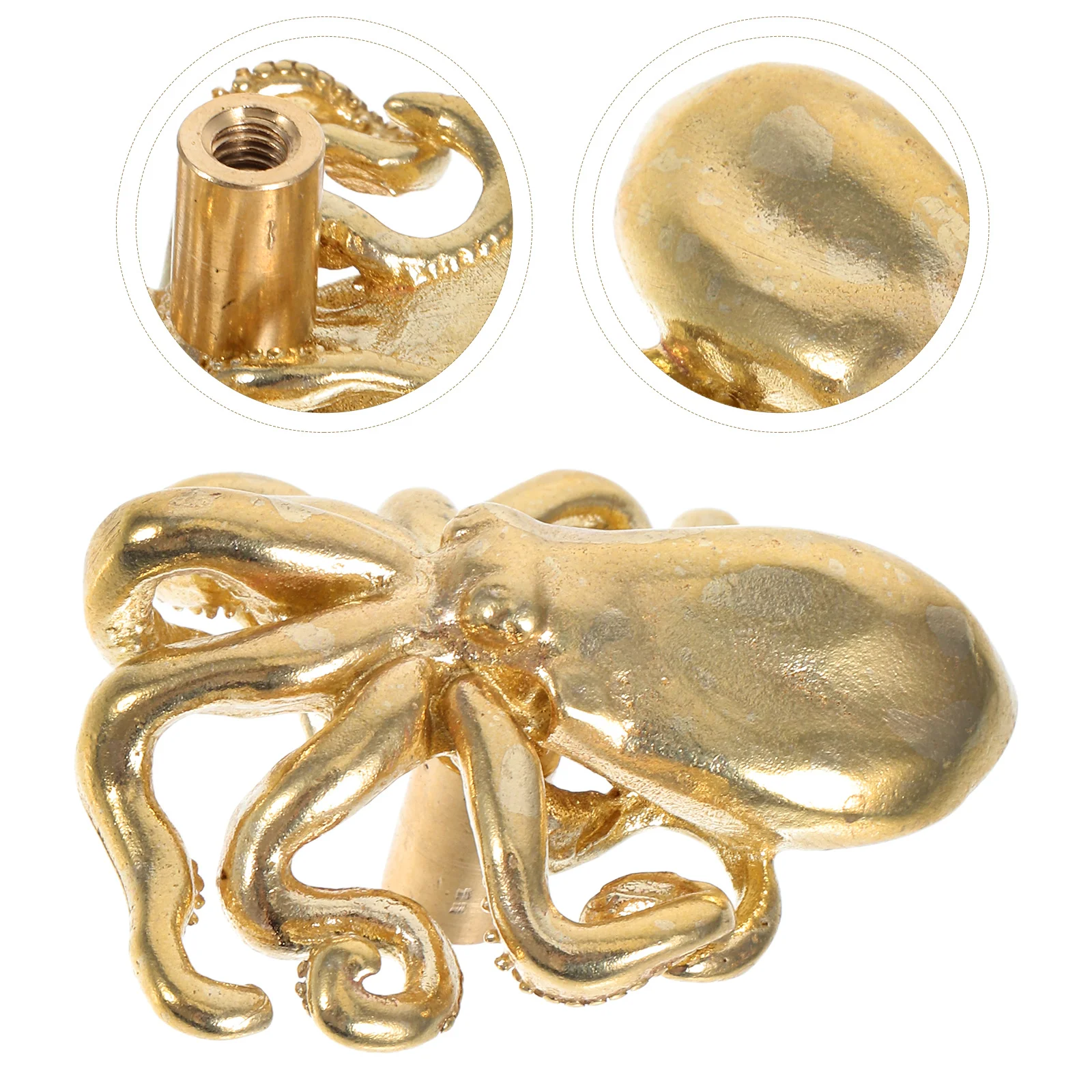 

Octopus Shape Cabinet Knob Brushed Brass Finish Smooth Touch For Drawers Cabinets Wardrobes Nautical Furniture Hardware Marine
