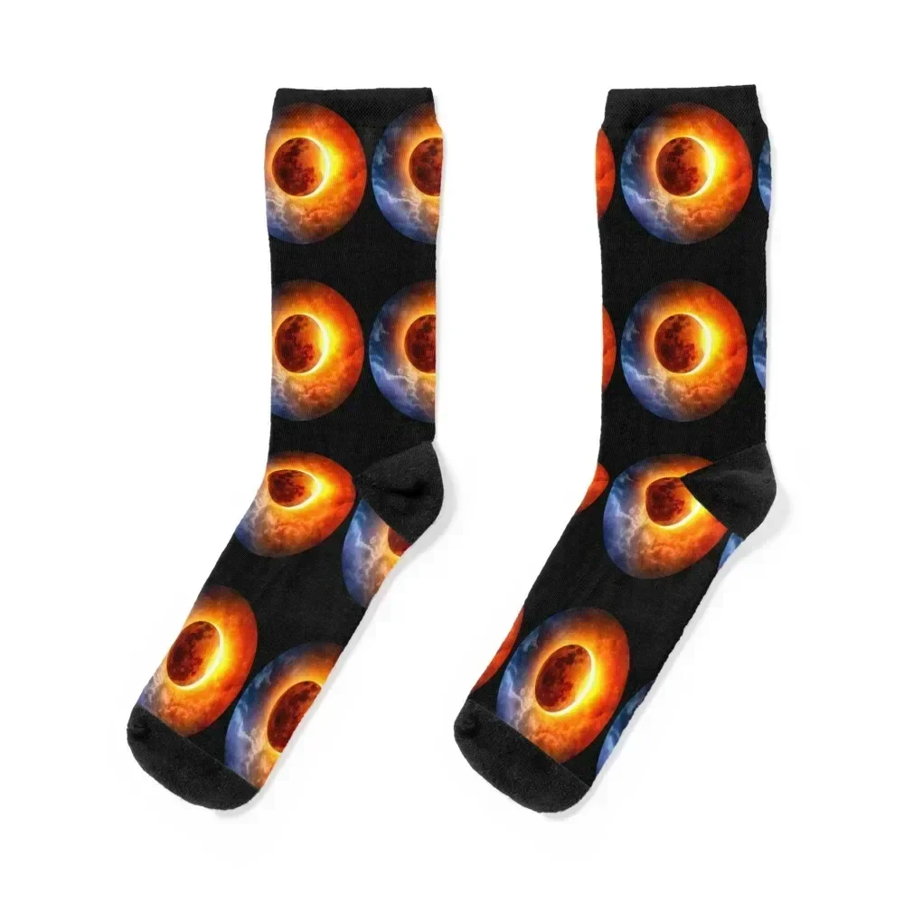 

Solar eclipse Socks winter thermal hip hop christmas gift Socks Male Women's