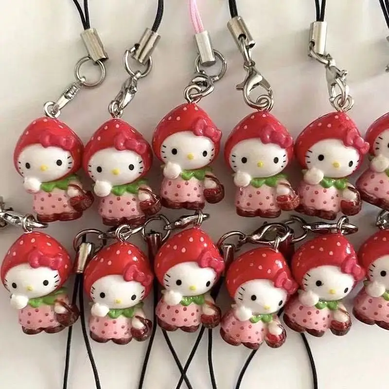 Cartoon Hollekitty Phone Pendant Cute Strawberry Charms Doll DIY Backpack Pendant Keychains Decoration Anime Kawaii Gifts Toy