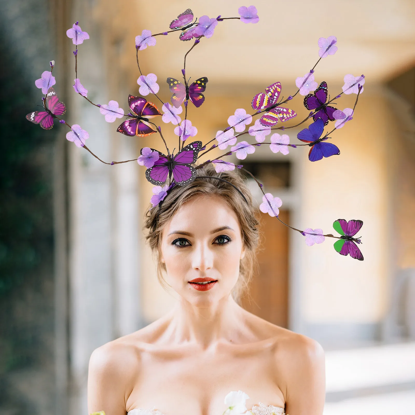 Butterfly Flower Headband Comfortable Smooth Surface Festive Hair Decor for Party Carnival Costume Festival Headdress