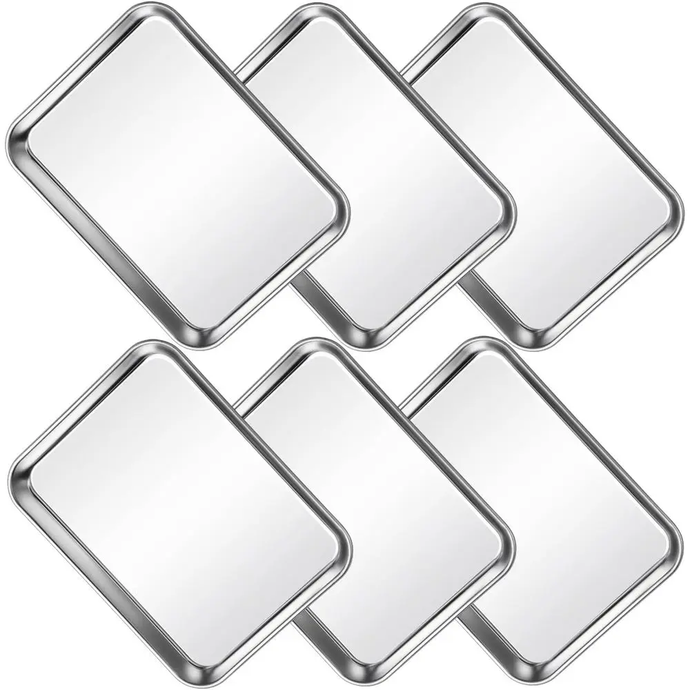 

Набор из 6 противней для выпечки, металлические противни для печенья, противни для духовки, противни для приготовления пищи или для тостера, легко моются, можно мыть в посудомоечной машине.
