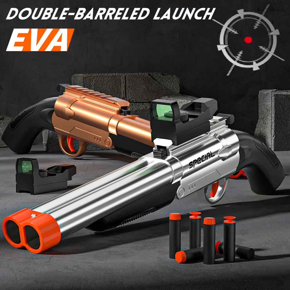 Speelgoedpistool Zachte kogels, geweer Kort dubbel vat Shotgun Speelgoed Schuimblasters met EVA-darts, schietspellen Onderwijs speelgoedmodel
