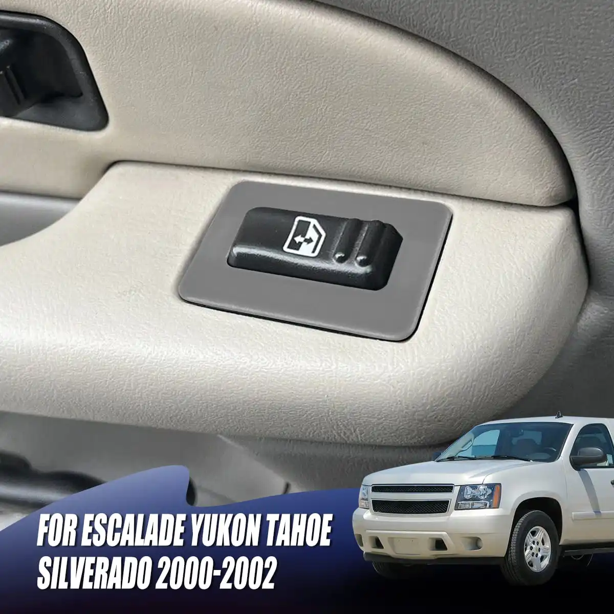 1pc Gray Rear Window Switch Trim Repair Fix Replacement ABS For Escalade for Yukon for Tahoe for Silverado 2000 2001 2002