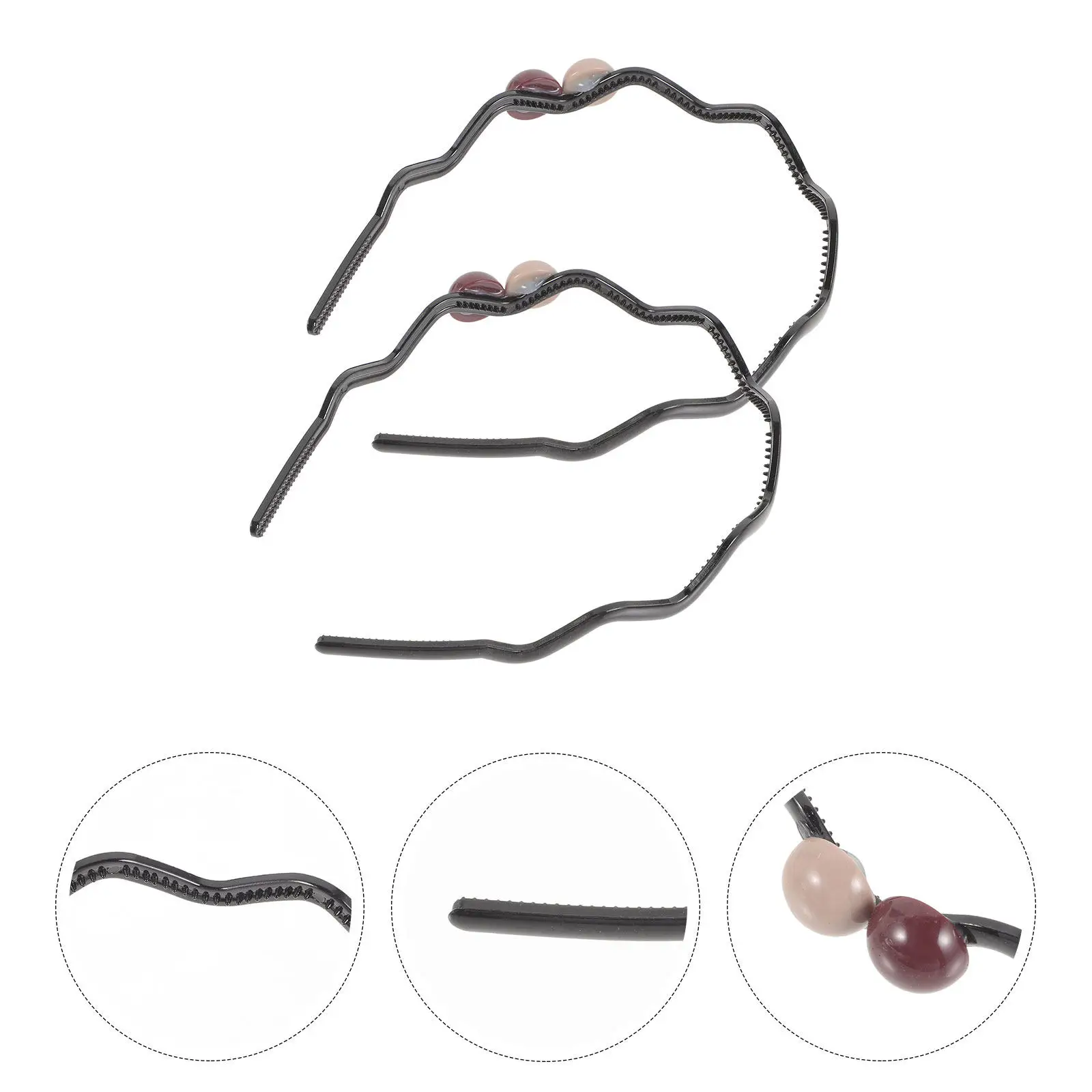 

2Pcs Double Ball Headband Color Block Cute Decorative Hair Accessories Women Girls Stylish Lightweight Hairband for Travel