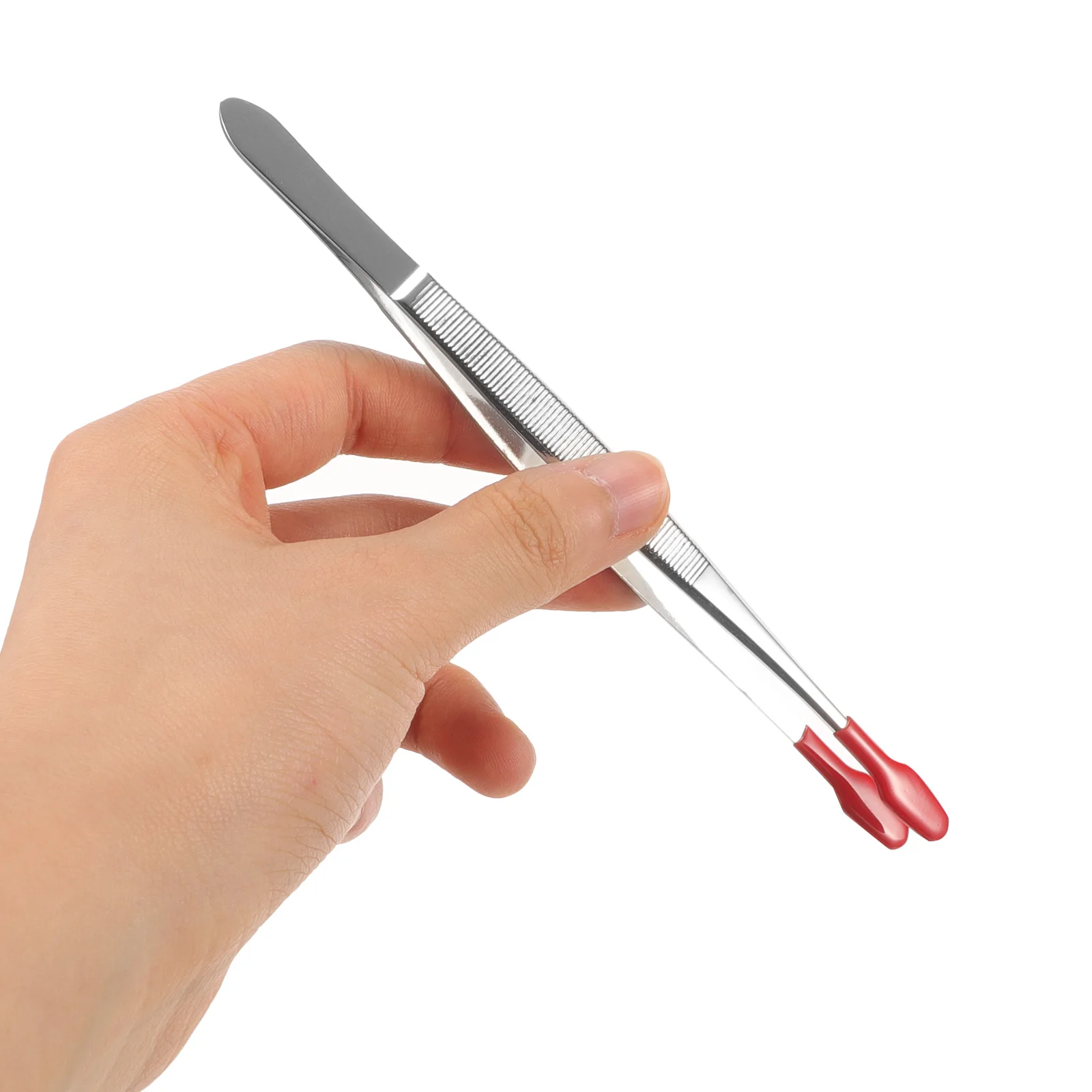 Pinzas recubiertas de goma, pinzas de punta plana de acero inoxidable para manualidades, joyería, sellos, herramientas de laboratorio y manualidades.