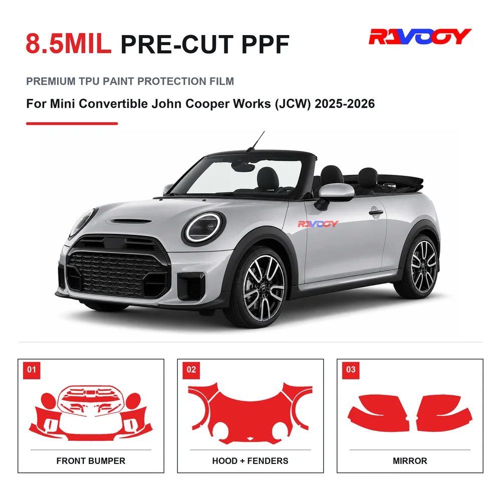 Precut PPF For Mini Convertible John Cooper Works (JCW) 2025-2026 8.5mil TPU Clear Paint Protection Film Self Healing UV