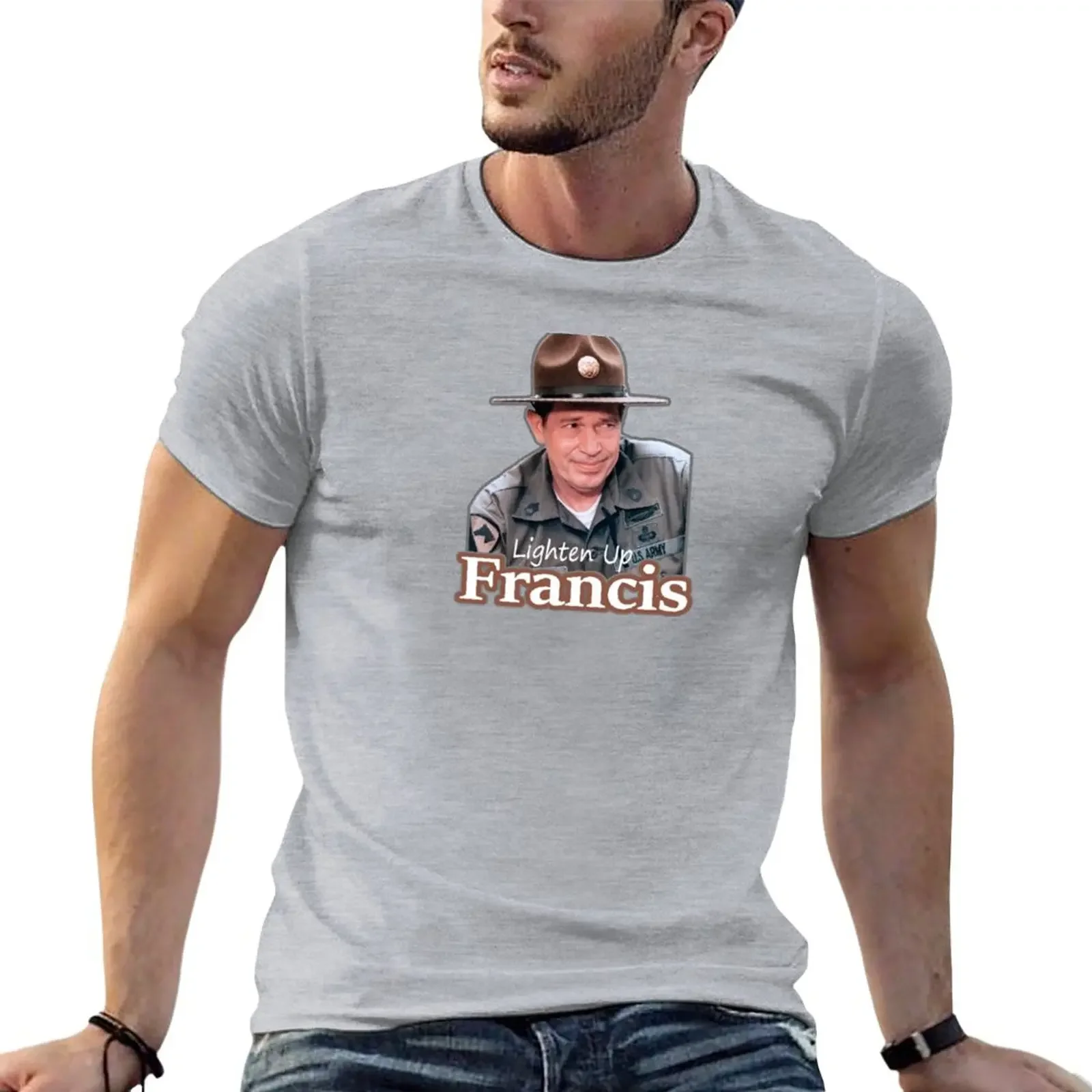 Lighten Up Francis T-Shirt T-shirt short plus size tops Short sleeve heavyweight t shirts mens tall Sweatshirt Round Collar 2024