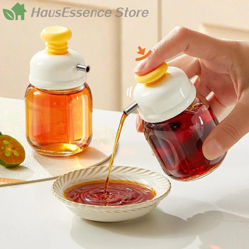 ※100 Milliliter Cooking Oil Jar Lead-Free Glass Bottle Press Type Seasoning Storage Bottle Spice Metered Oil Control