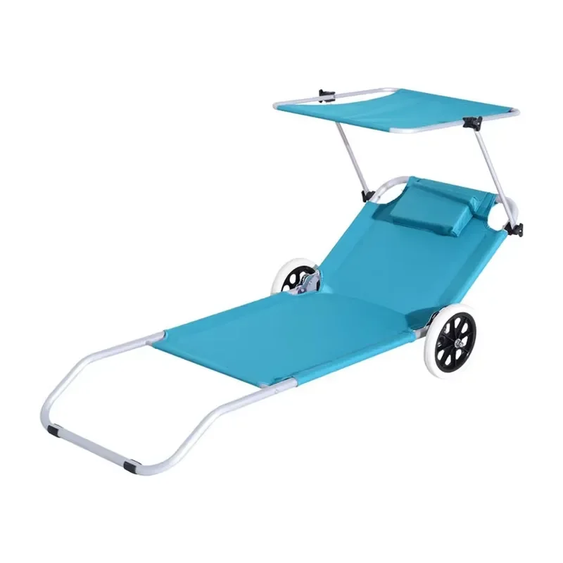 for Lounger Recliner Outdoor Camping Chair Garden Beach Bed Sunshade Folding with Canopy Beach
