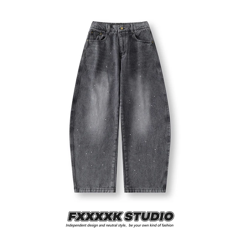 

Джинсы FXK Original Retro Waed Heavy Du, широкие, свободные, прямые, в стиле High Street, для мужчин и женщин, повседневные, из хлопкового денима